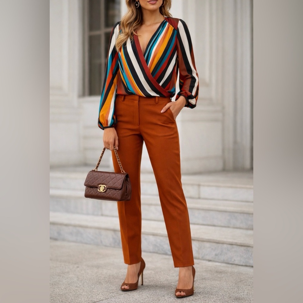 INC International Concepts Colorful Striped Blouse - Picture 1 of 5